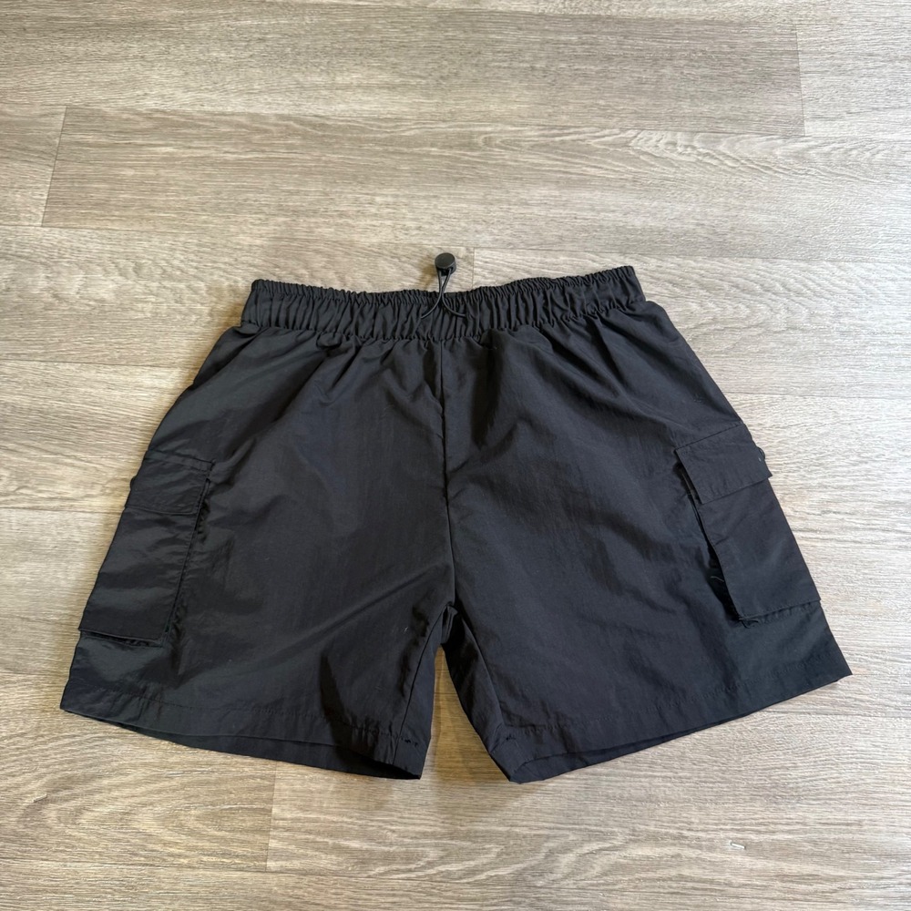 Born Outdoor Women Black Nylon Cargo Shorts Elastic Waist Toggle Small